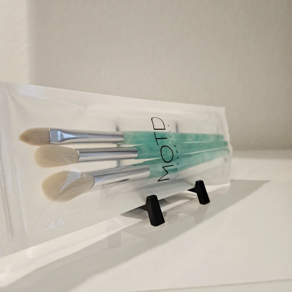 MOTD Beauty Brush Set 3 Piece Set Green/clear 1-3 Makeup Brushes
